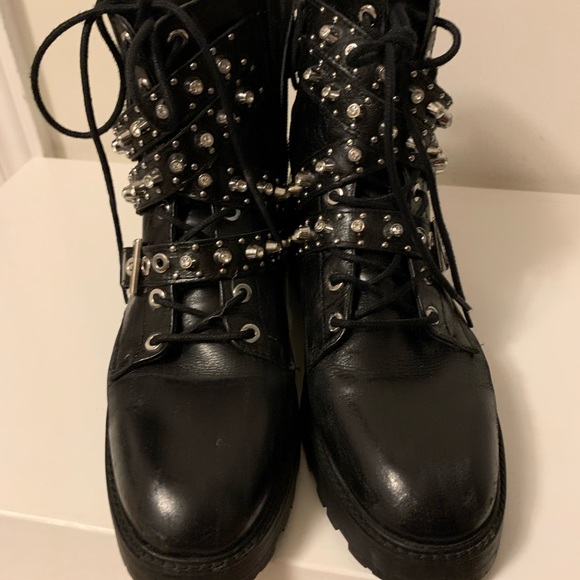 Zara Black motorcycle boots with gems - Picture 3 of 8